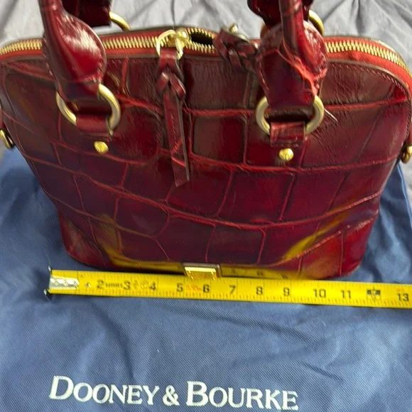 Dooney & Bourke Burgundy Croc-Embossed Satchel - Picture 6 of 13